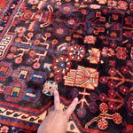 Vintage Nahavand Rug — Burnt Sienna & Indigo Village Motifs. Additional original photograph showing the rug's surface, design and weave. SKU 52507103.