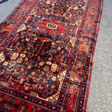Vintage Nahavand Rug — Burnt Sienna & Indigo Village Motifs. Additional original photograph showing the rug's surface, design and weave. SKU 52507103.