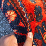 Vintage Nahavand Rug — Burnt Sienna & Indigo Village Motifs. Additional original photograph showing the rug's surface, design and weave. SKU 52507103.