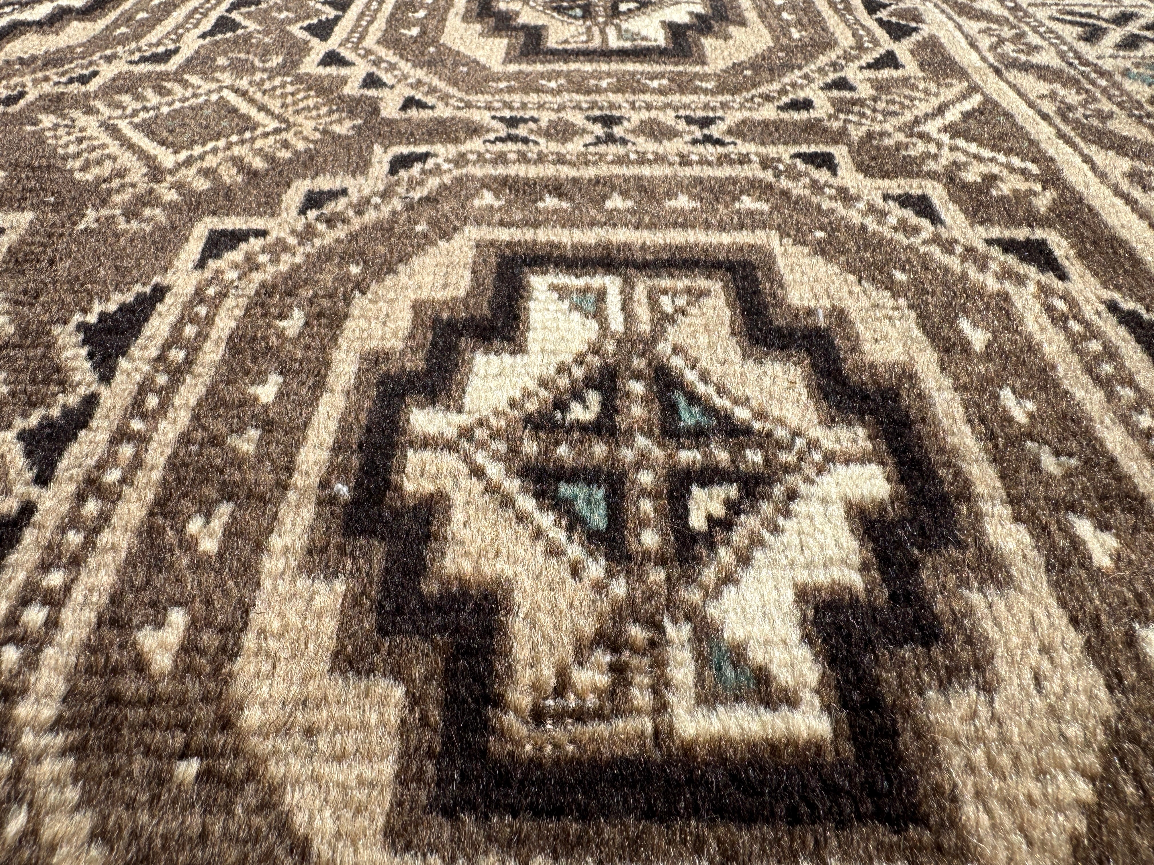 Baluch Rug — Walnut & Ivory Octagonal Motifs. Additional original photograph showing the rug's surface, design and weave. SKU 52507105.