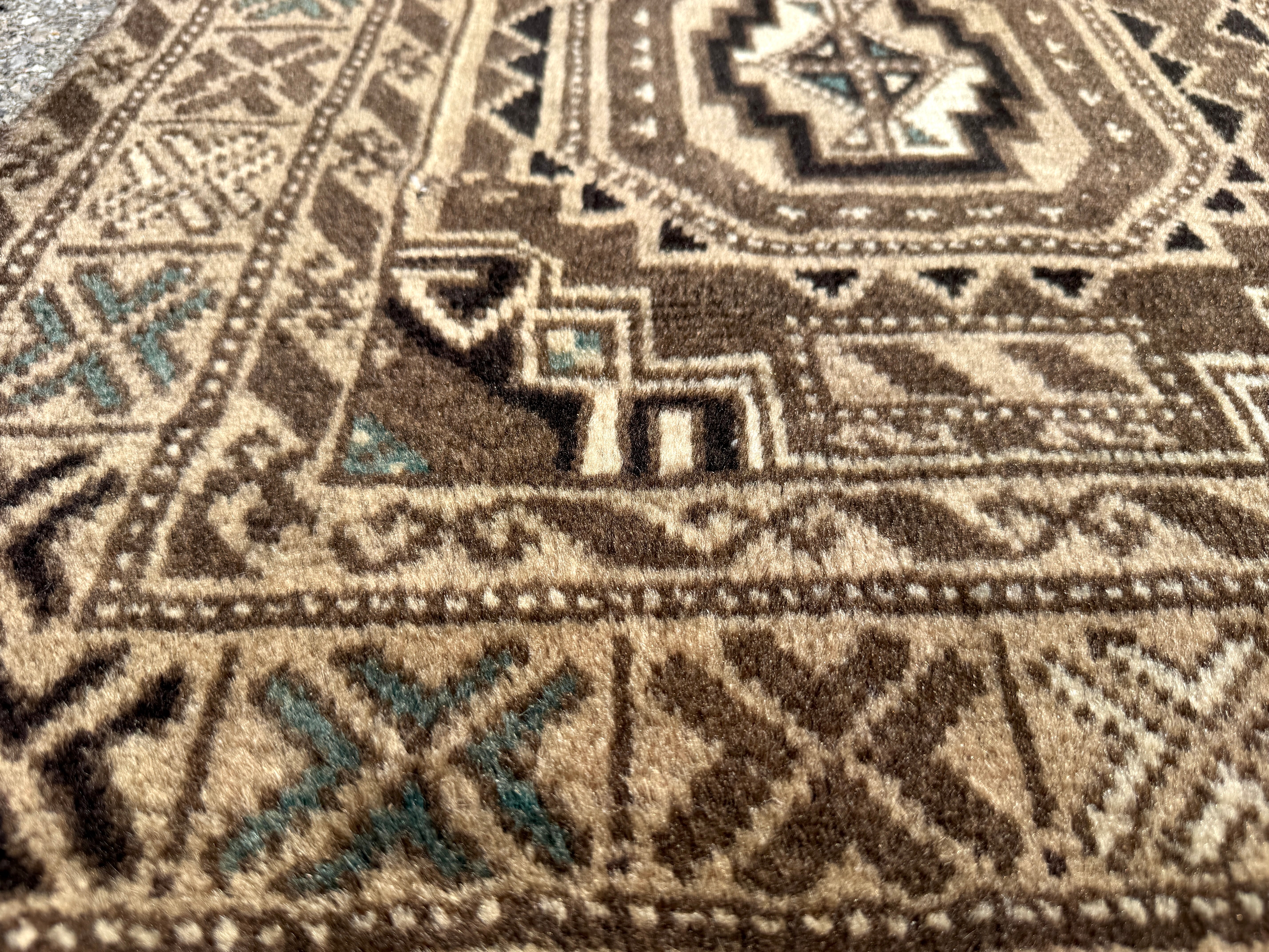 Baluch Rug — Walnut & Ivory Octagonal Motifs. Additional original photograph showing the rug's surface, design and weave. SKU 52507105.