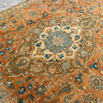 Vintage Kashan Rug — Terracotta & Soft Blue Florals. Additional original photograph showing the rug's surface, design and weave. SKU 52510112.