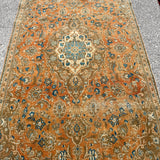 Vintage Kashan Rug — Terracotta & Soft Blue Florals. Additional original photograph showing the rug's surface, design and weave. SKU 52510112.