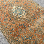 Vintage Kashan Rug — Terracotta & Soft Blue Florals. Additional original photograph showing the rug's surface, design and weave. SKU 52510112.