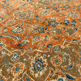 Vintage Kashan Rug — Terracotta & Soft Blue Florals. Additional original photograph showing the rug's surface, design and weave. SKU 52510112.