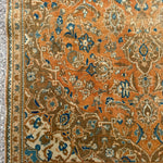 Vintage Kashan Rug — Terracotta & Soft Blue Florals. Additional original photograph showing the rug's surface, design and weave. SKU 52510112.