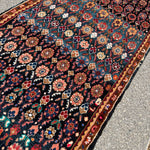 Hamadan Runner — Jewel-Tone Floral Rows on Indigo. Additional original photograph showing the rug's surface, design and weave. SKU 52510133.