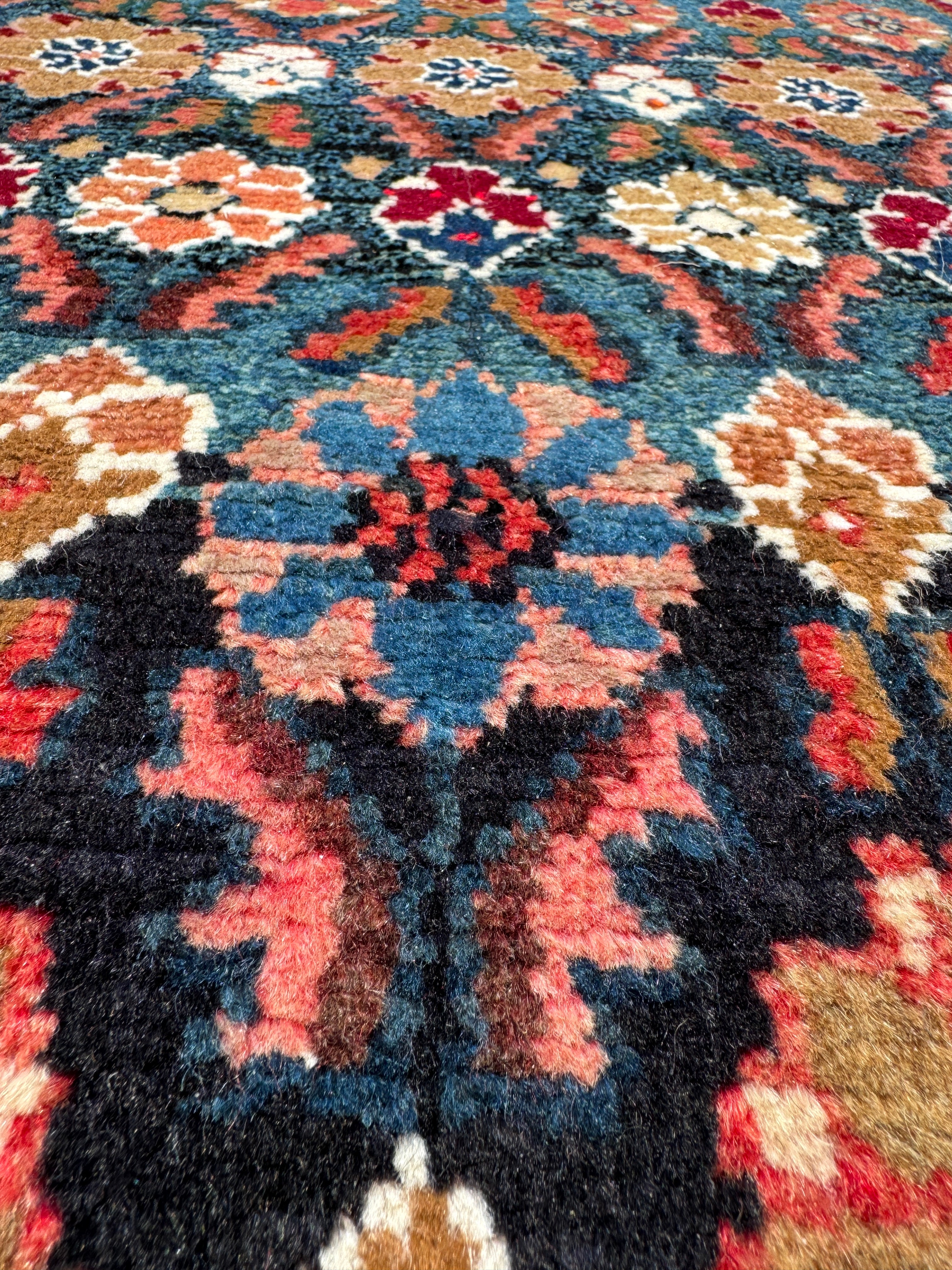 Hamadan Runner — Jewel-Tone Floral Rows on Indigo. Additional original photograph showing the rug's surface, design and weave. SKU 52510133.