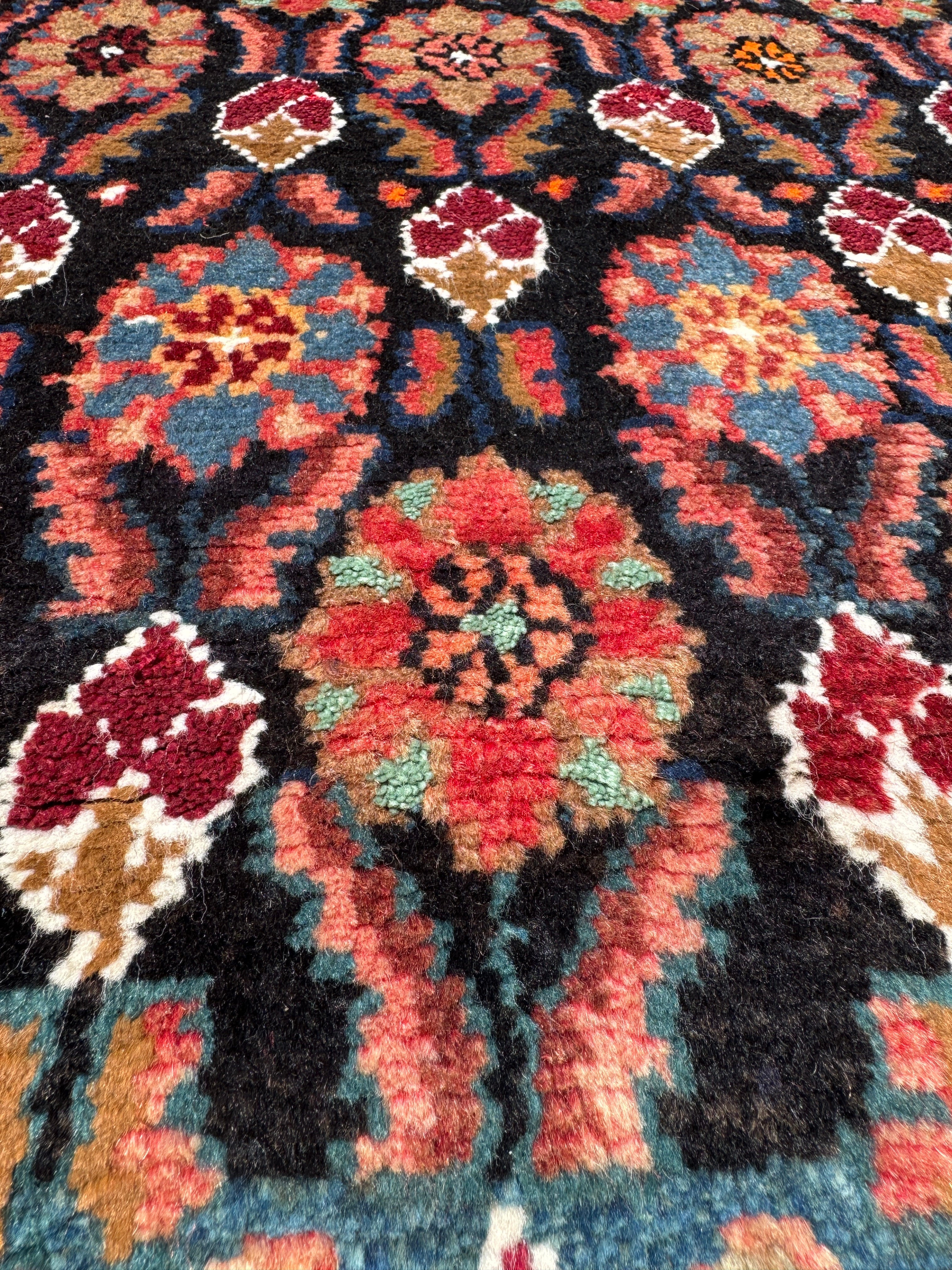 Hamadan Runner — Jewel-Tone Floral Rows on Indigo. Additional original photograph showing the rug's surface, design and weave. SKU 52510133.