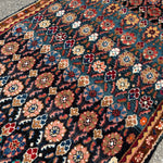Hamadan Runner — Jewel-Tone Floral Rows on Indigo. Additional original photograph showing the rug's surface, design and weave. SKU 52510133.