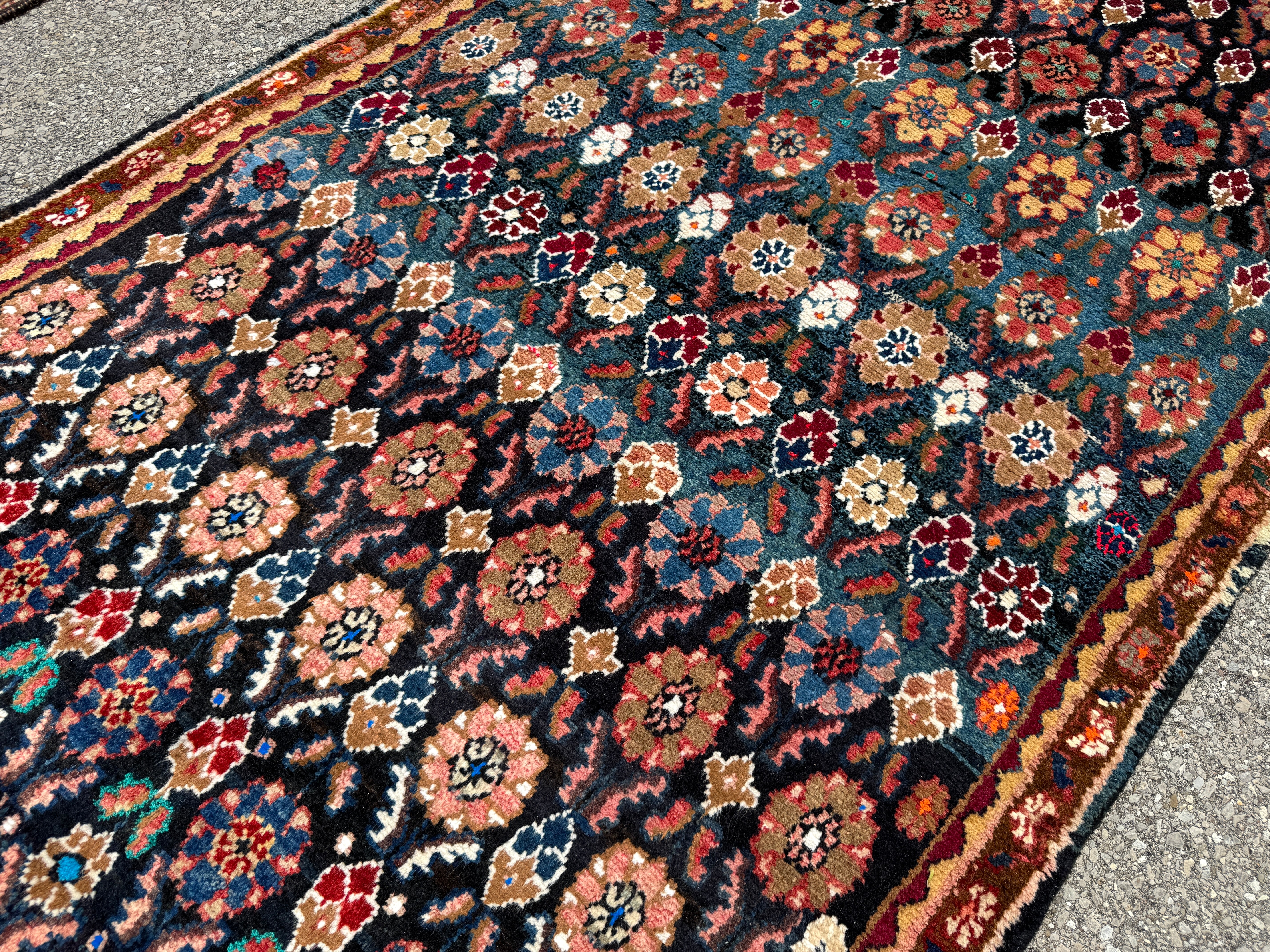 Hamadan Runner — Jewel-Tone Floral Rows on Indigo. Additional original photograph showing the rug's surface, design and weave. SKU 52510133.