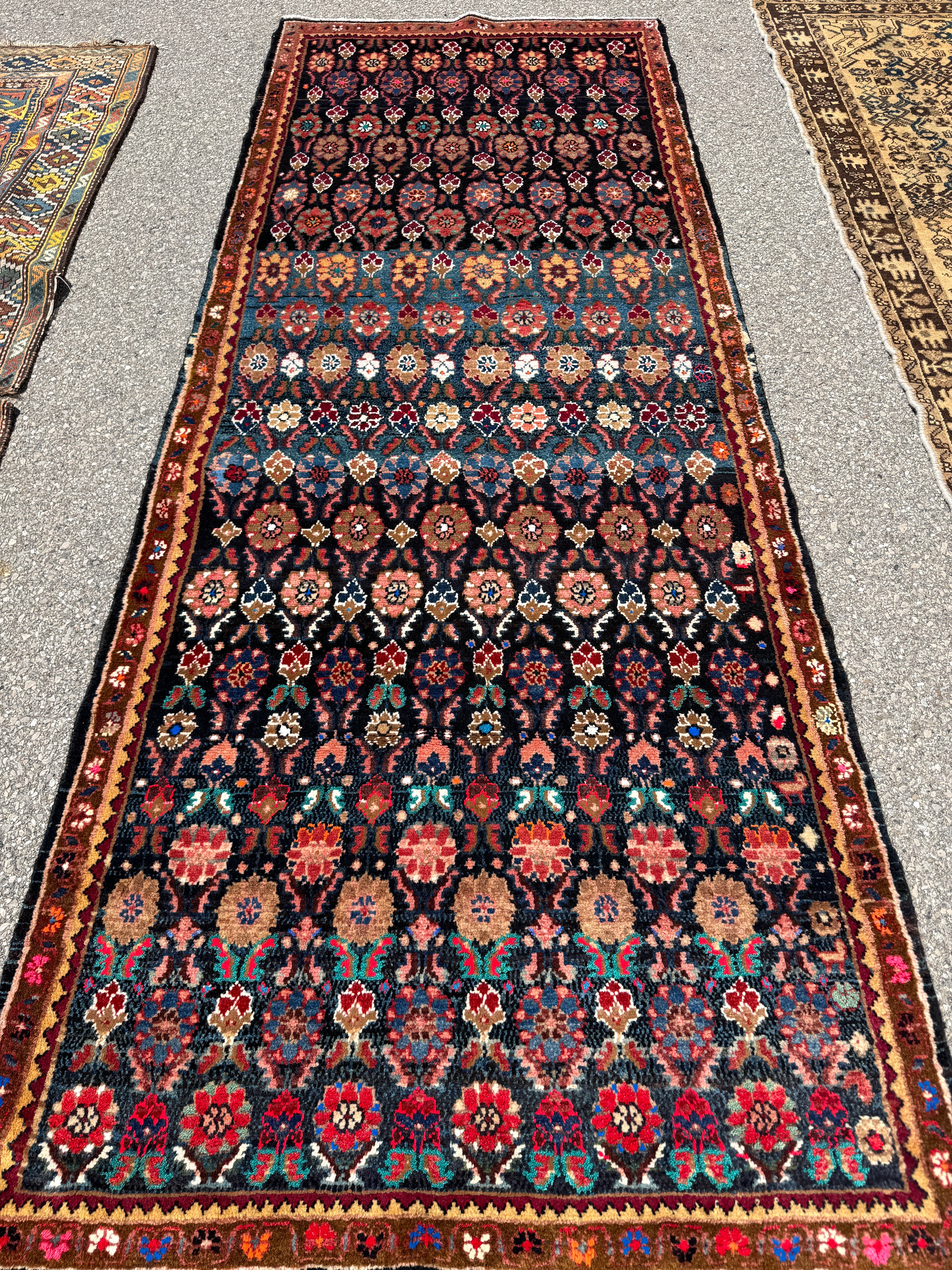 Hamadan Runner — Jewel-Tone Floral Rows on Indigo. Additional original photograph showing the rug's surface, design and weave. SKU 52510133.