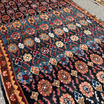 Hamadan Runner — Jewel-Tone Floral Rows on Indigo. Additional original photograph showing the rug's surface, design and weave. SKU 52510133.