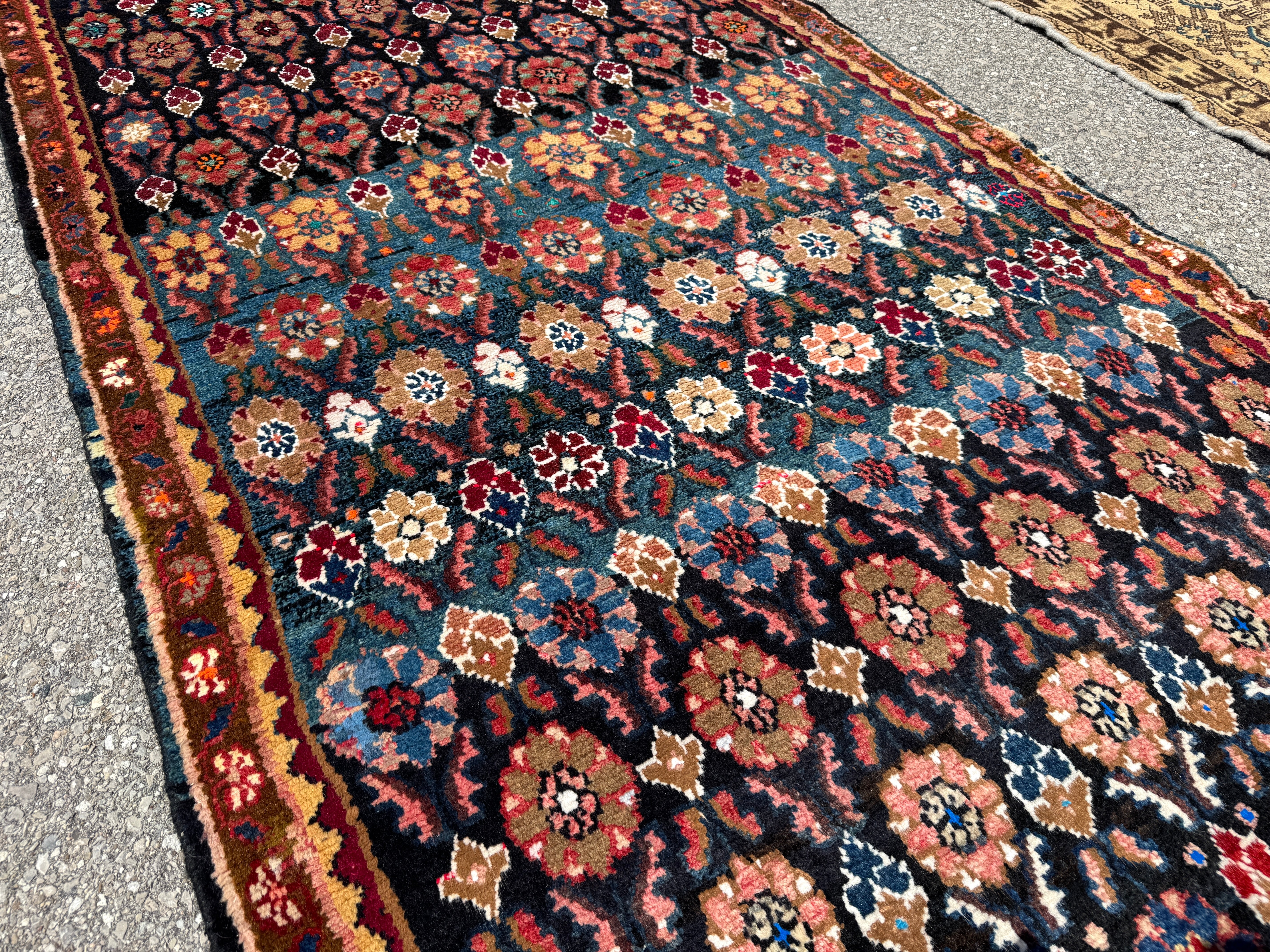 Hamadan Runner — Jewel-Tone Floral Rows on Indigo. Additional original photograph showing the rug's surface, design and weave. SKU 52510133.