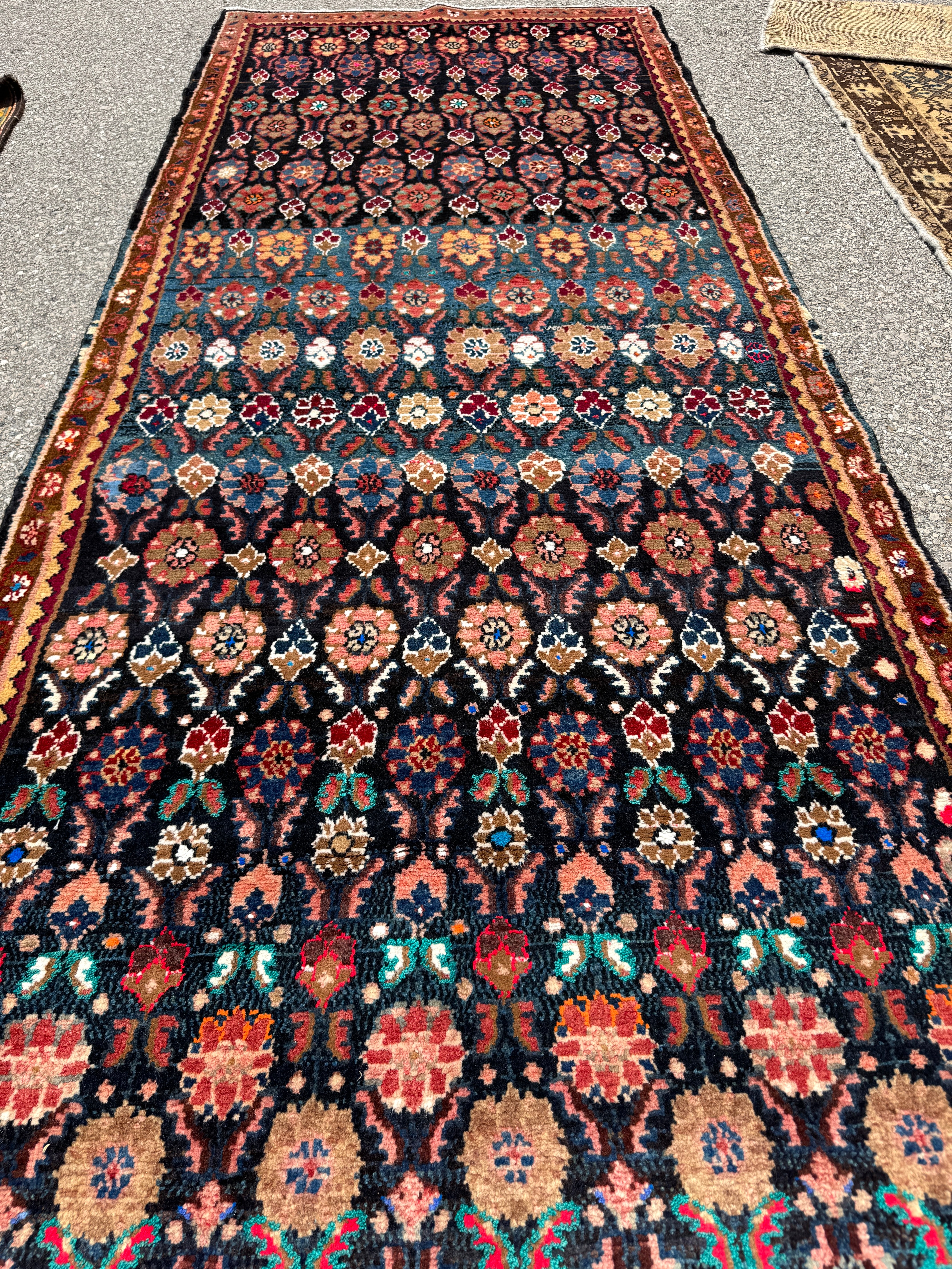 Hamadan Runner — Jewel-Tone Floral Rows on Indigo. Additional original photograph showing the rug's surface, design and weave. SKU 52510133.