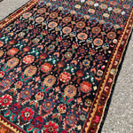 Hamadan Runner — Jewel-Tone Floral Rows on Indigo. Additional original photograph showing the rug's surface, design and weave. SKU 52510133.