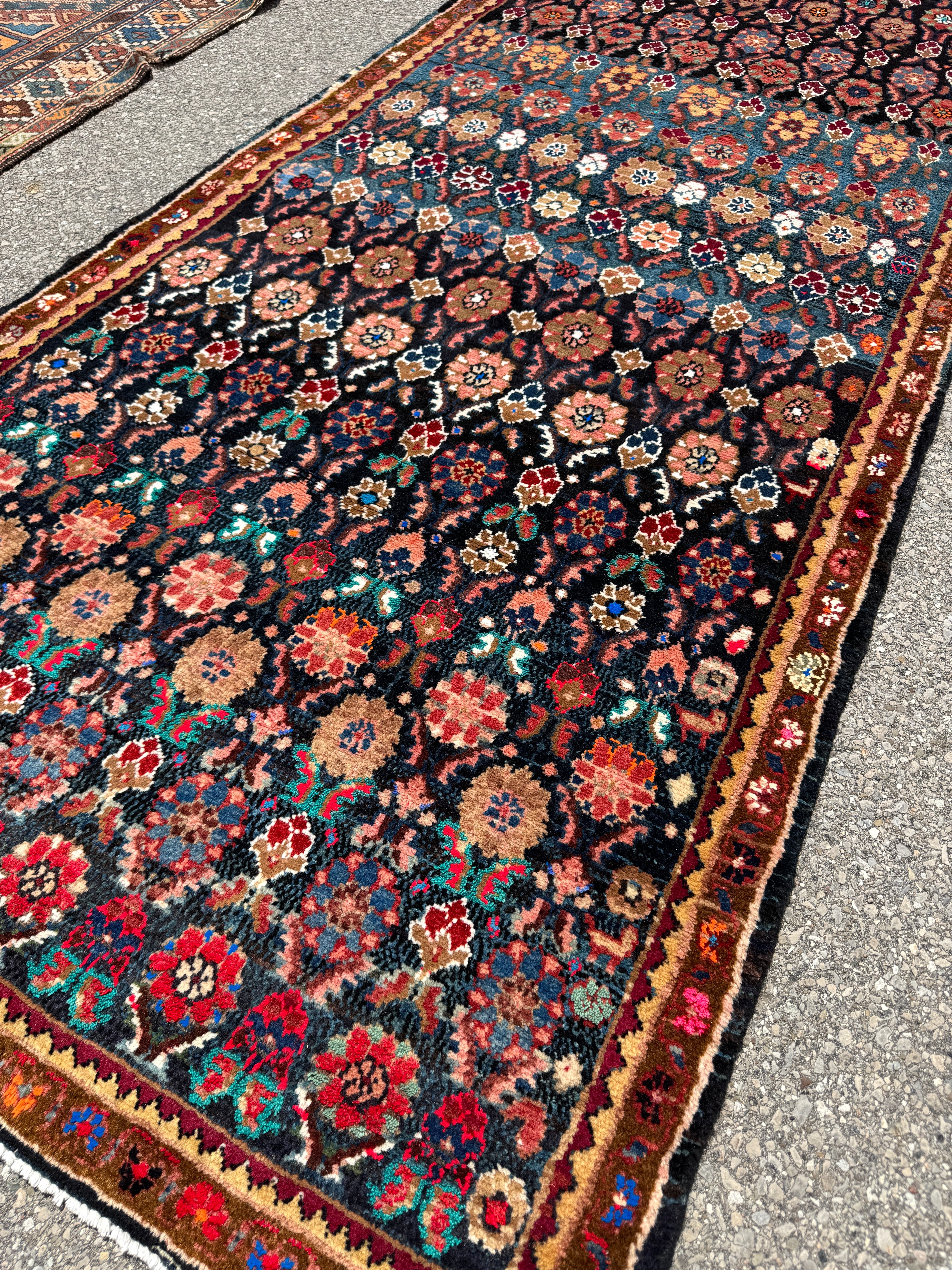Hamadan Runner — Jewel-Tone Floral Rows on Indigo. Additional original photograph showing the rug's surface, design and weave. SKU 52510133.