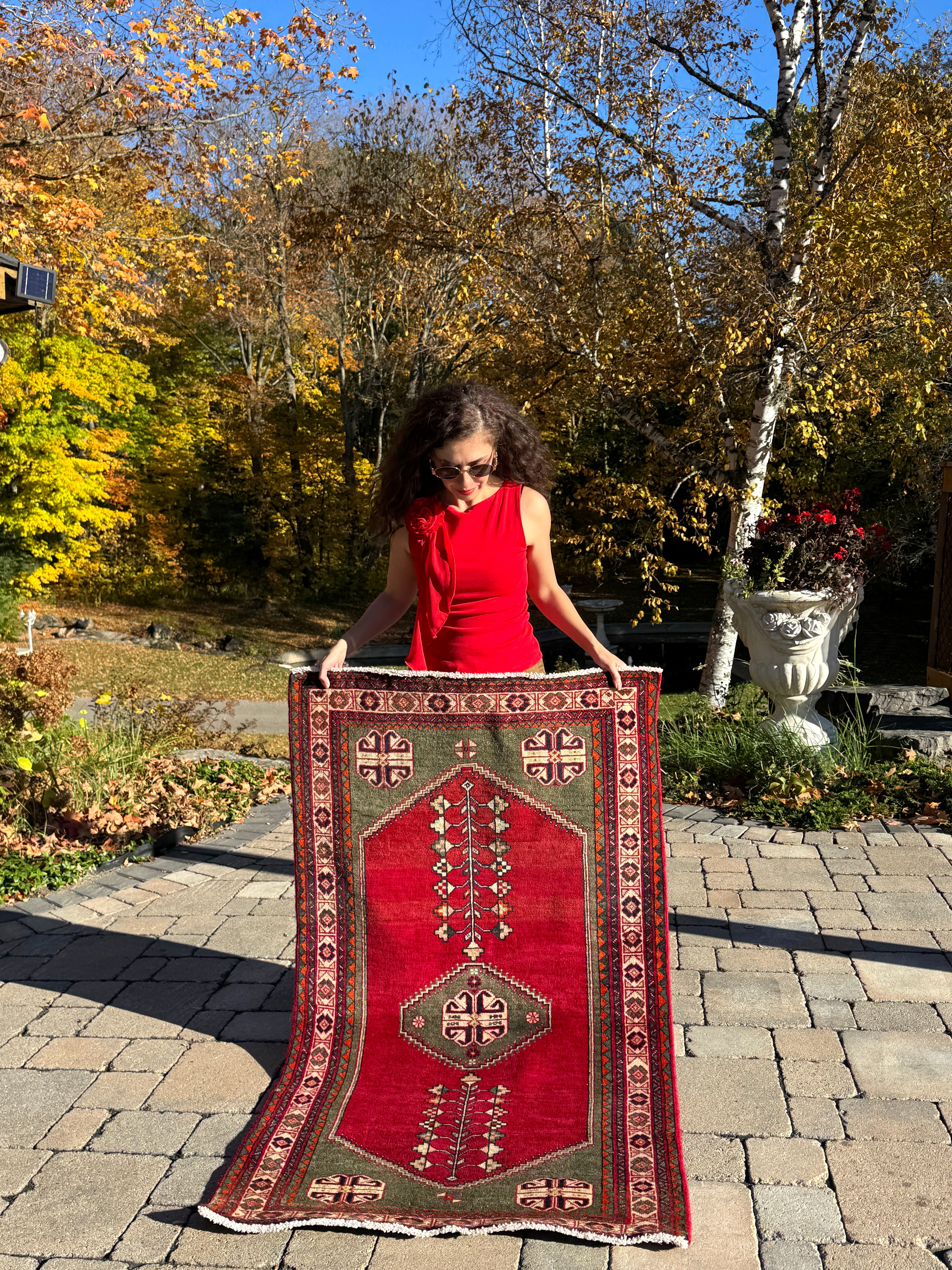 Abadeh Rug — Crimson & Forest Green Open Field. Additional original photograph showing the rug's surface, design and weave. SKU 52510138.