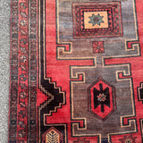 Hamadan Rug — Smoky Violet & Coral Geometry. Additional original photograph showing the rug's surface, design and weave. SKU 52510139.