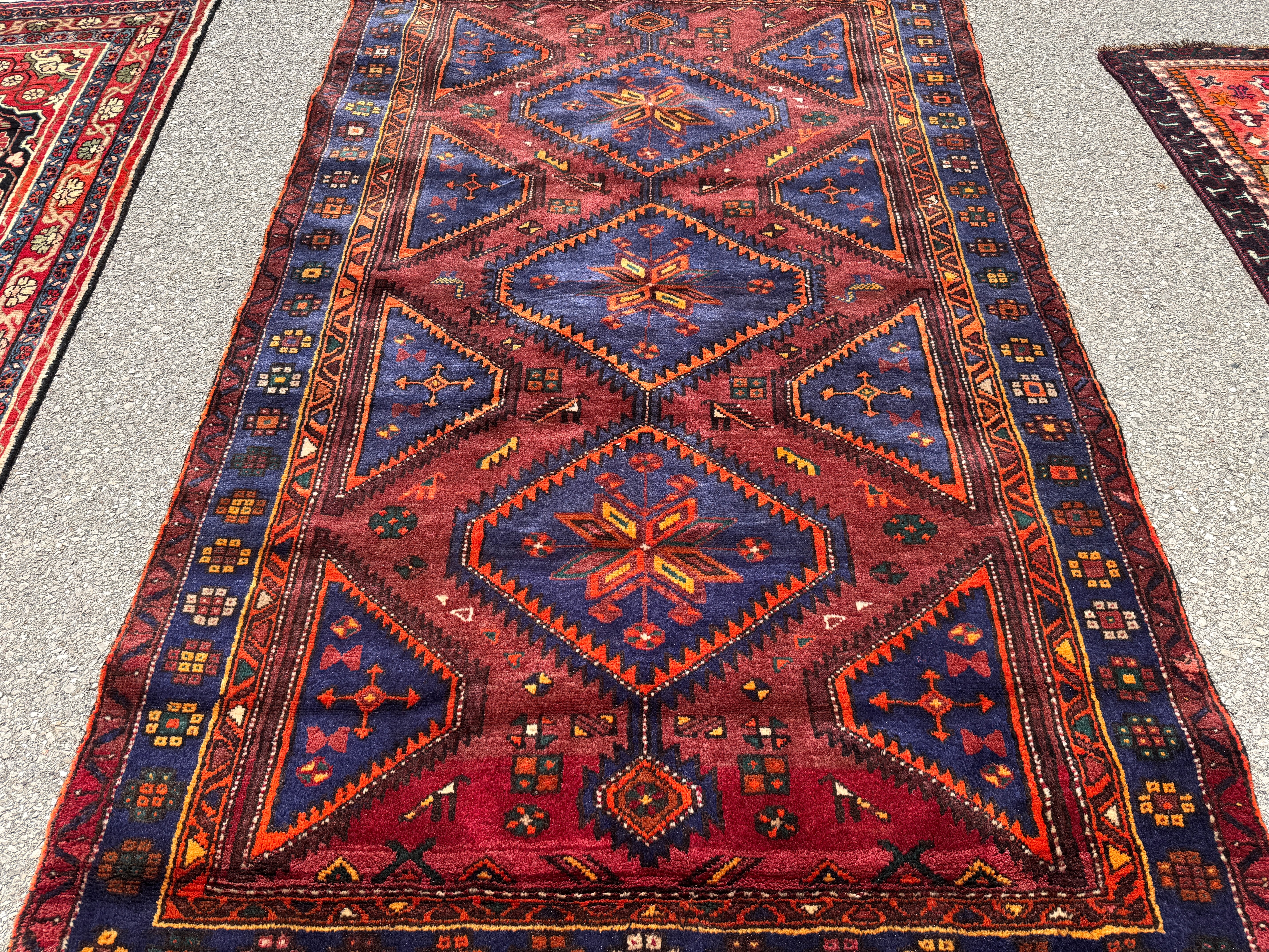 Hamadan Rug — Three Medallions on Wine Red. Additional original photograph showing the rug's surface, design and weave. SKU 52510140.