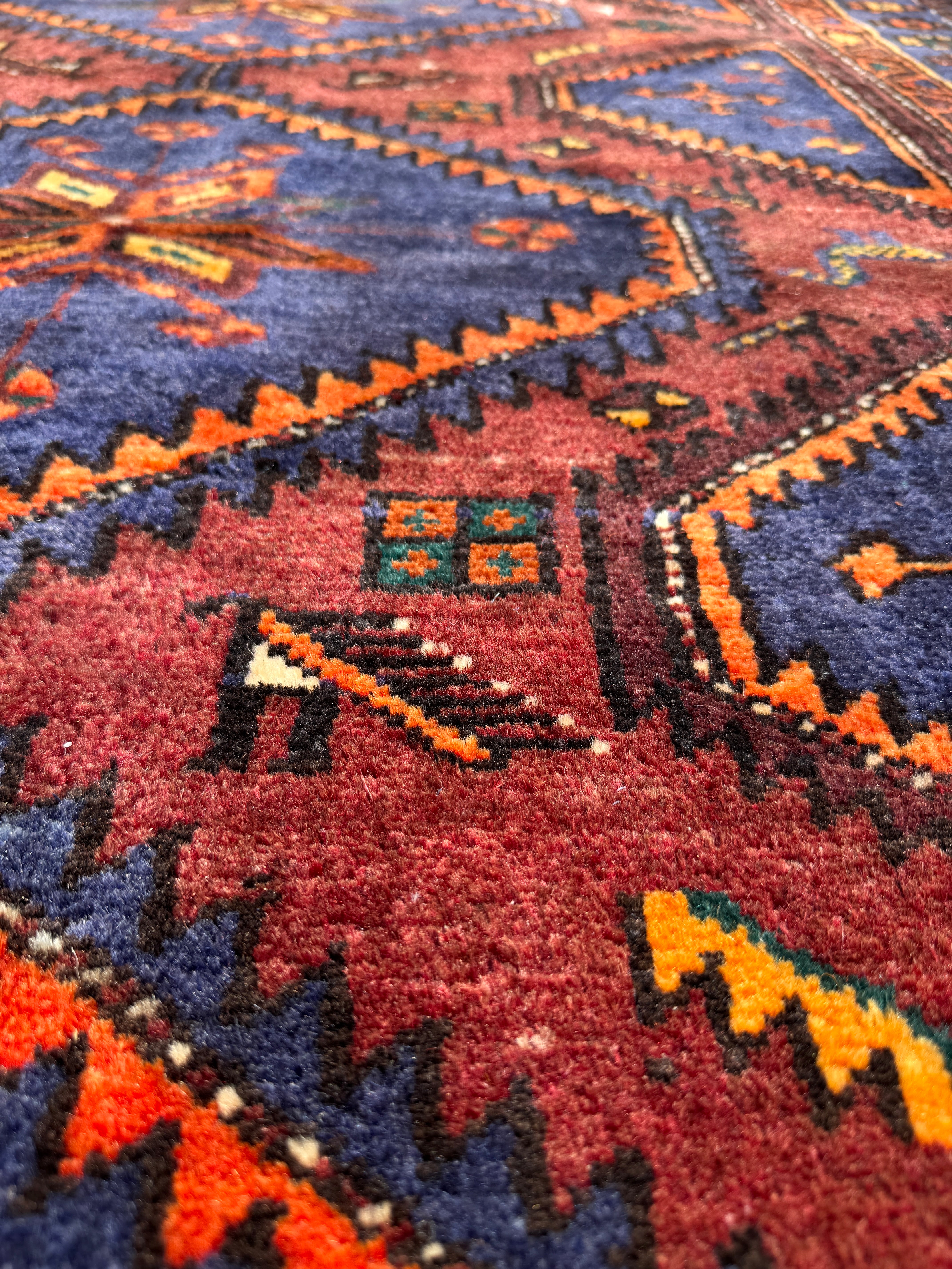 Hamadan Rug — Three Medallions on Wine Red. Additional original photograph showing the rug's surface, design and weave. SKU 52510140.