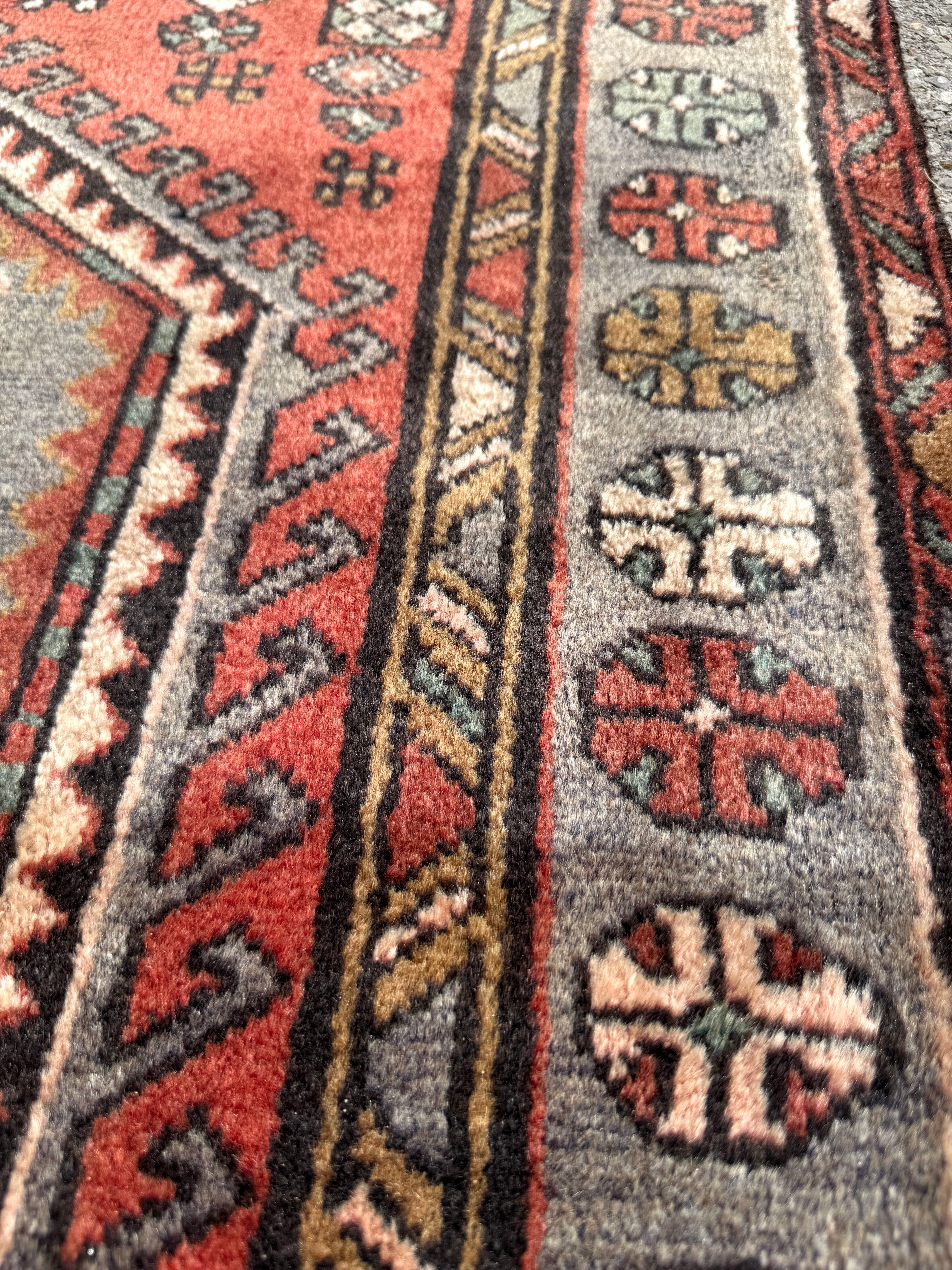 Zanjan Rug — Slate & Terracotta Nested Medallions. Additional original photograph showing the rug's surface, design and weave. SKU 52510141.