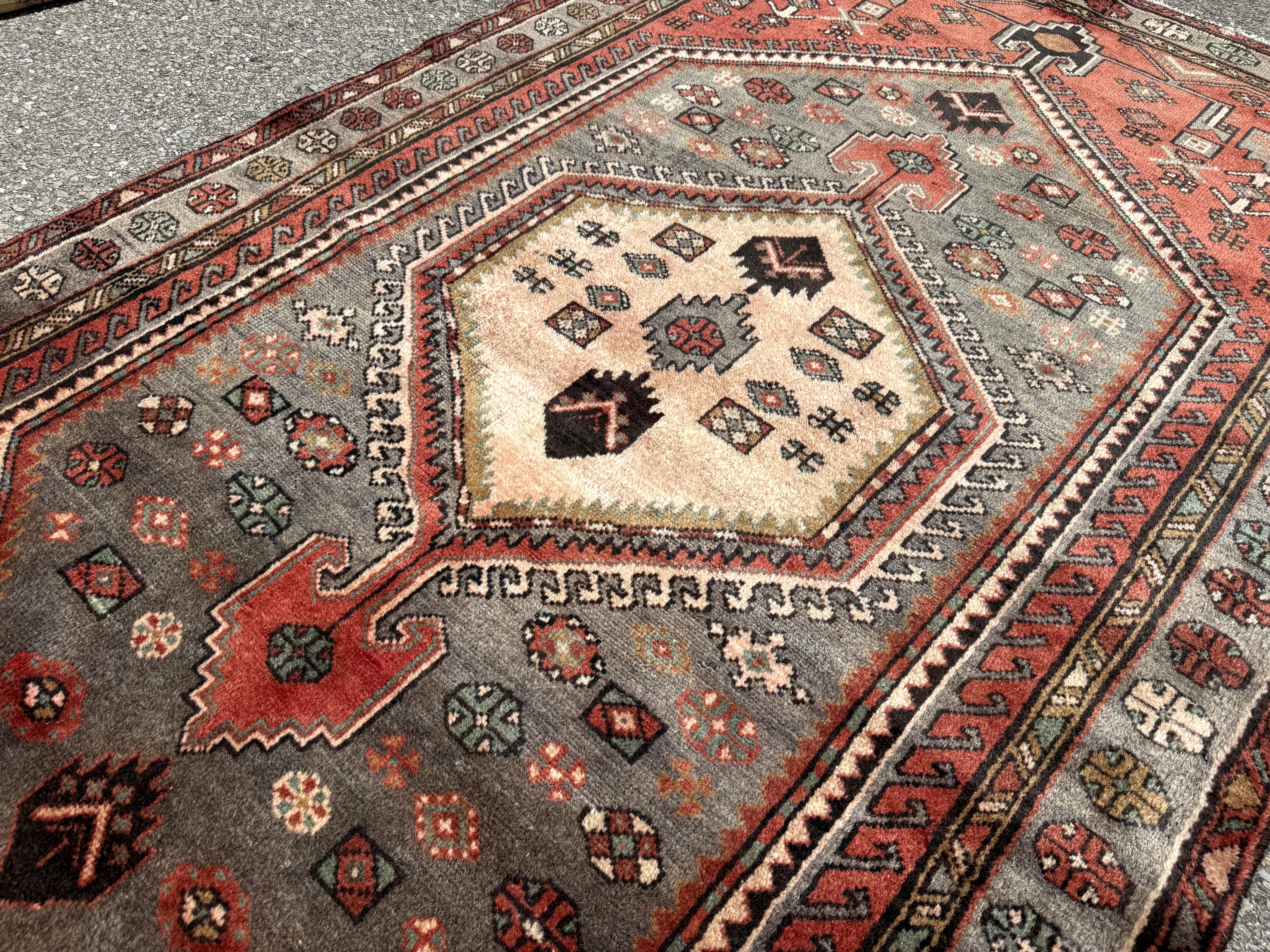 Zanjan Rug — Slate & Terracotta Nested Medallions. Additional original photograph showing the rug's surface, design and weave. SKU 52510141.
