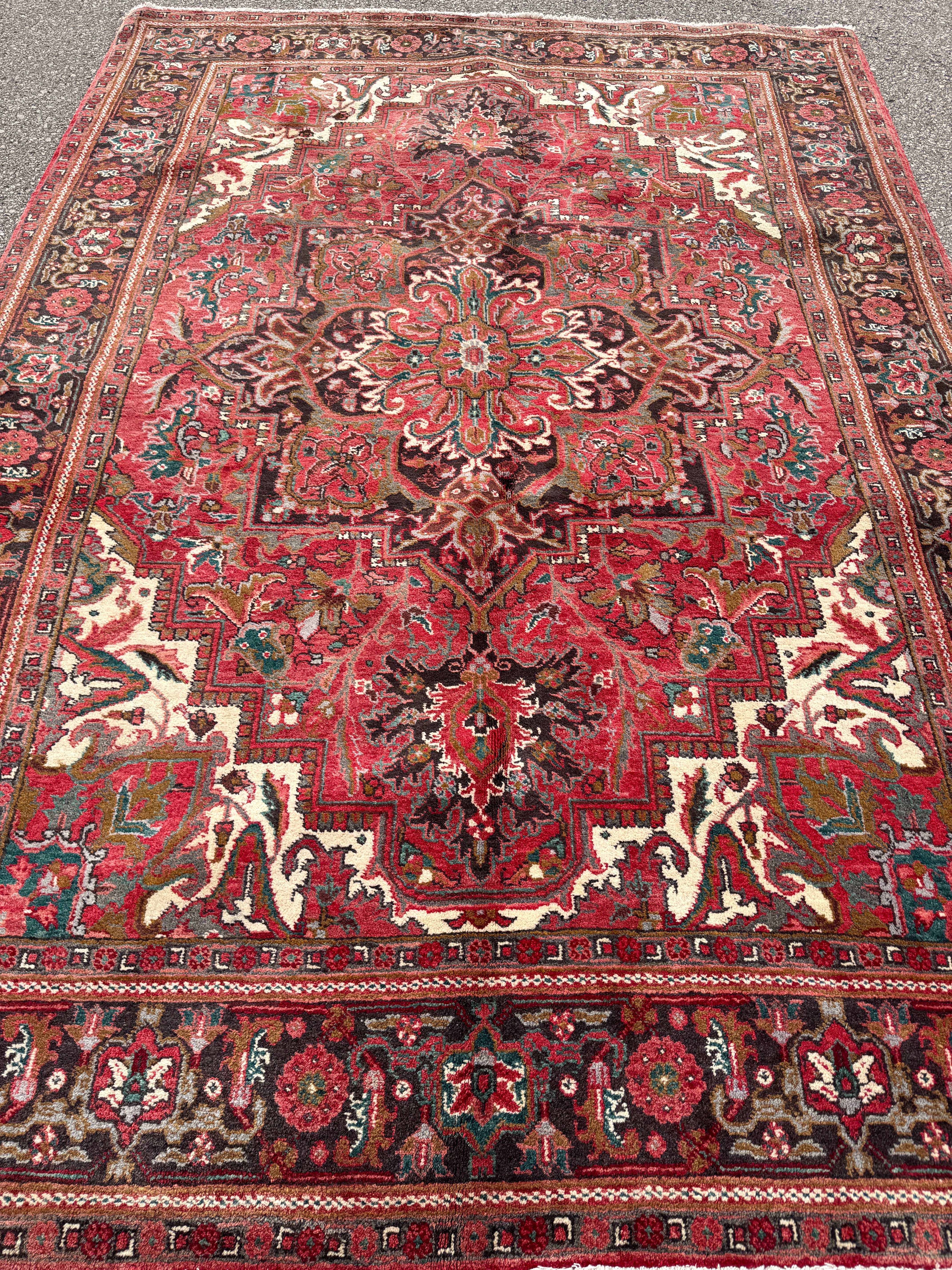 Heriz Rug — Soft Brick Red & Ivory Medallion. Additional original photograph showing the rug's surface, design and weave. SKU 52510146.
