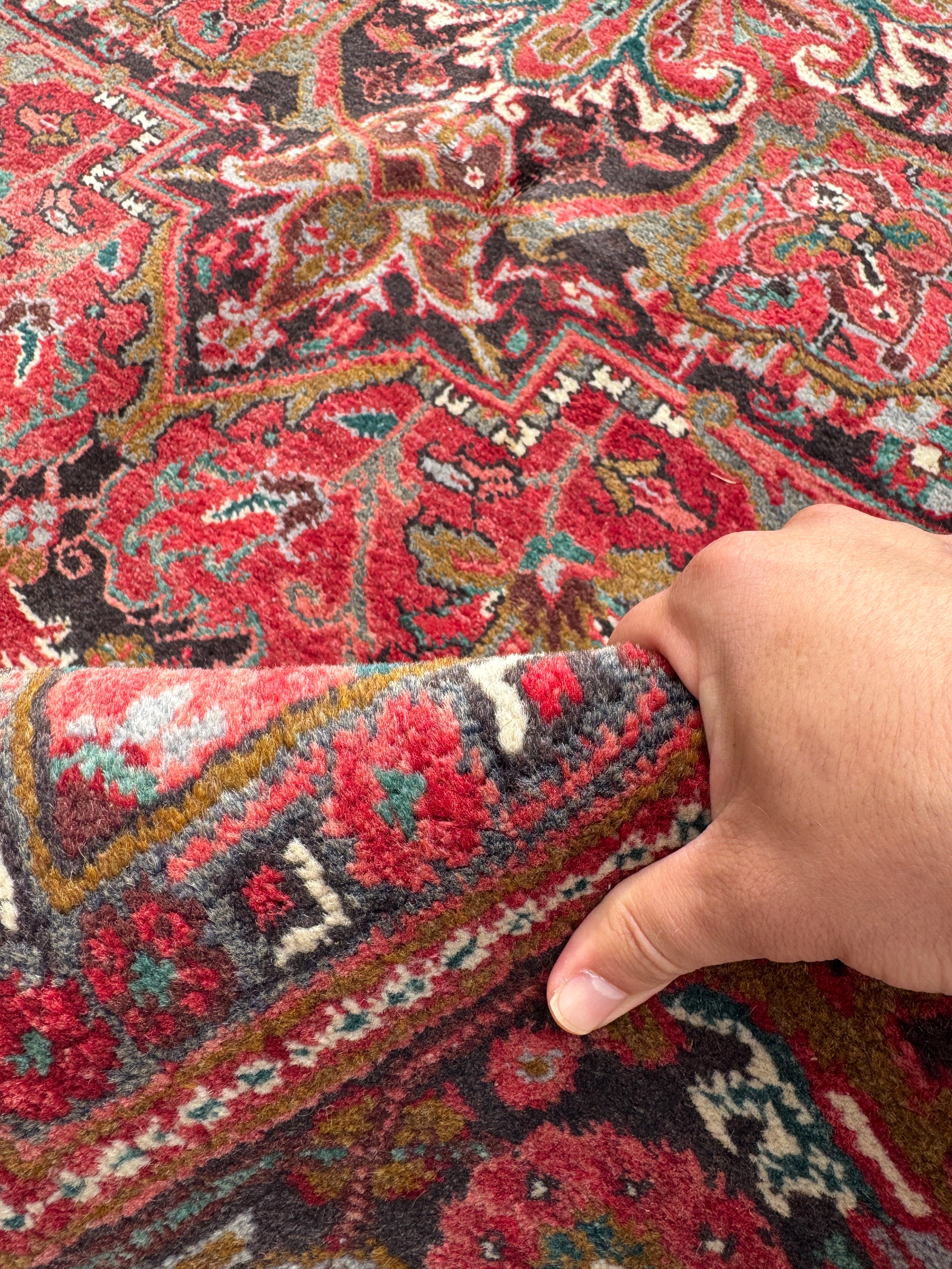 Heriz Rug — Soft Brick Red & Ivory Medallion. Additional original photograph showing the rug's surface, design and weave. SKU 52510146.