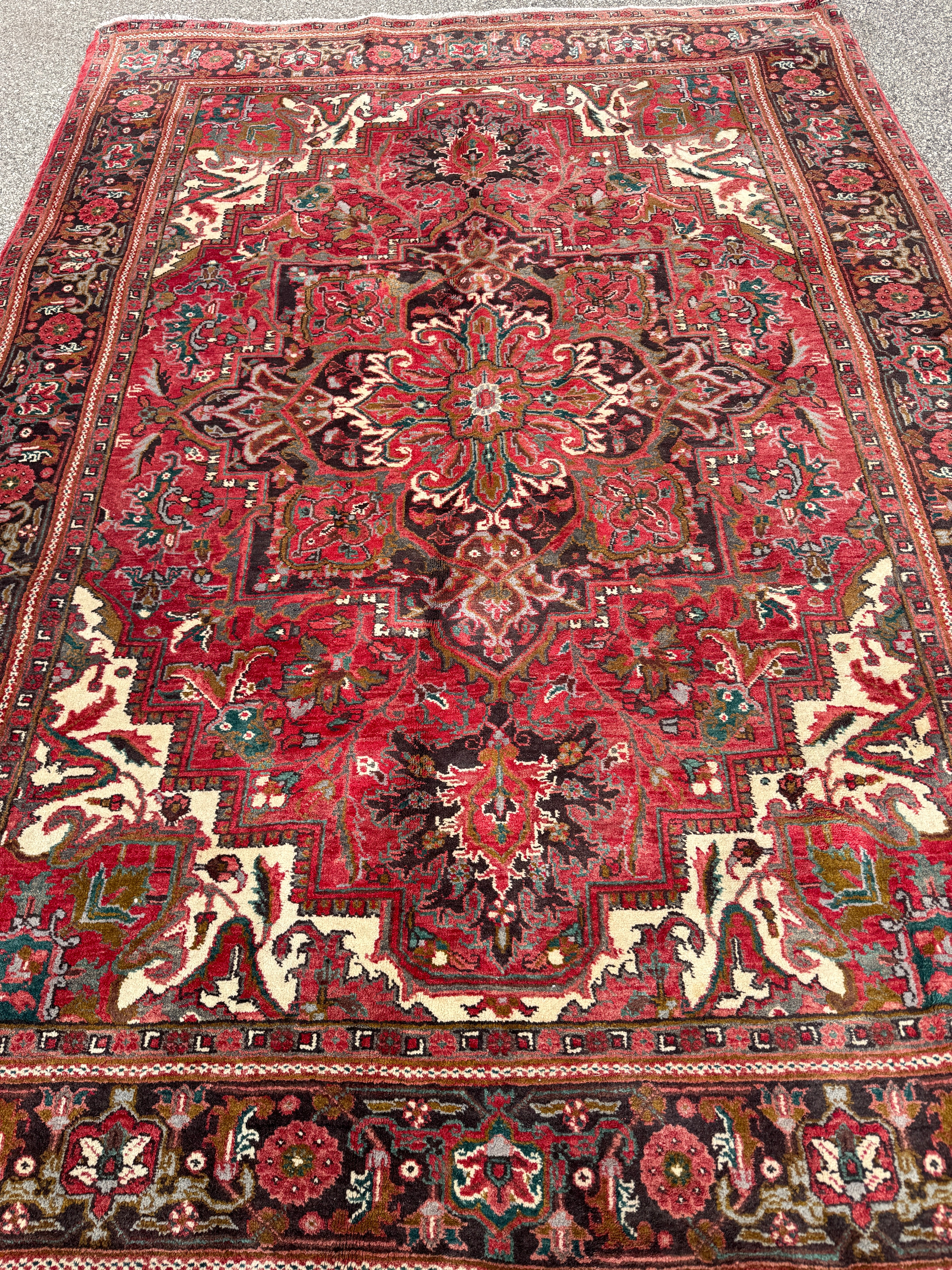 Heriz Rug — Soft Brick Red & Ivory Medallion. Additional original photograph showing the rug's surface, design and weave. SKU 52510146.