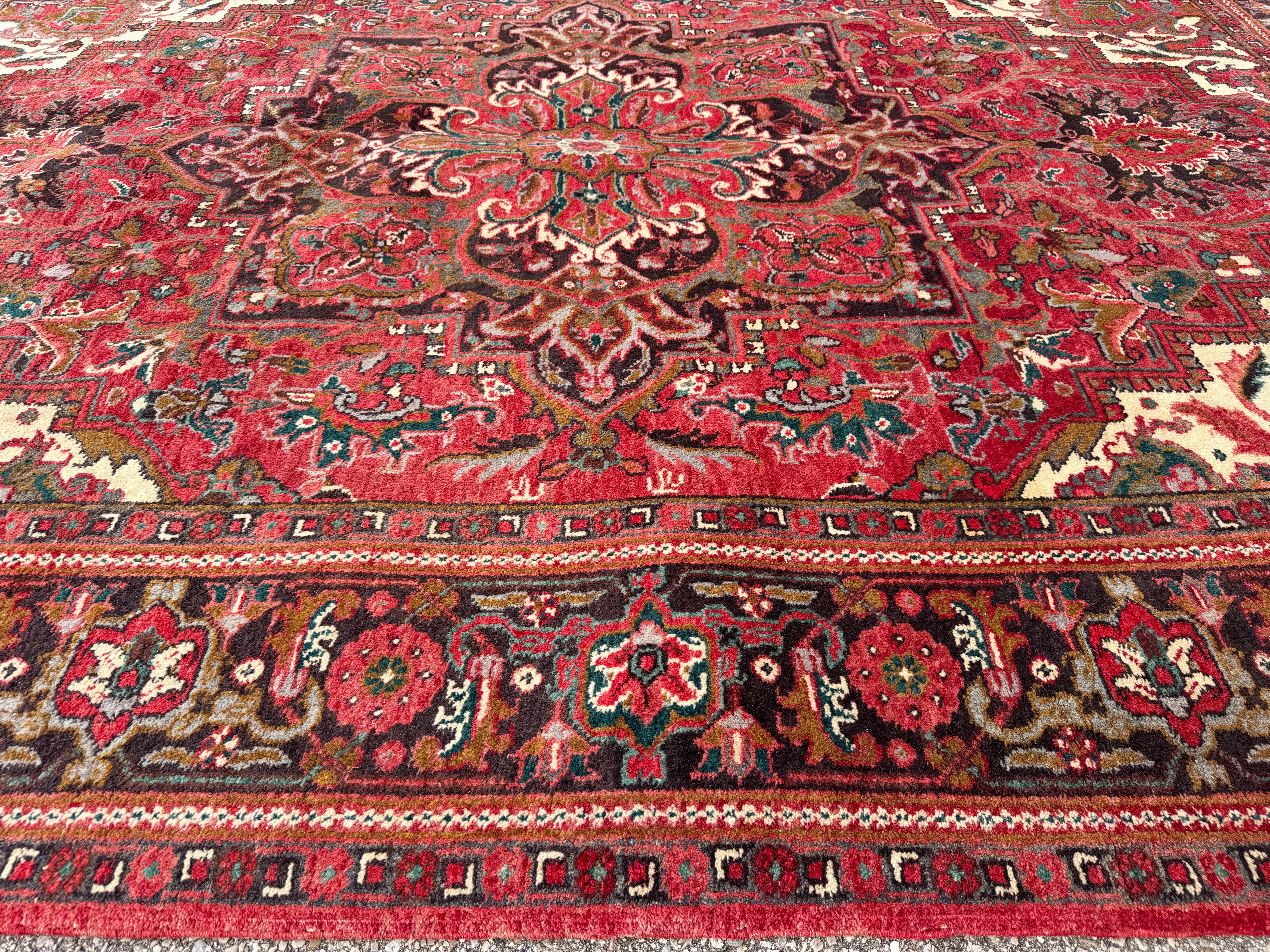 Heriz Rug — Soft Brick Red & Ivory Medallion. Additional original photograph showing the rug's surface, design and weave. SKU 52510146.