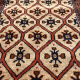 Quchan Kurdish Runner — Ivory Rosette Lattice & Rust Border. Additional original photograph showing the rug's surface, design and weave. SKU 52510150.