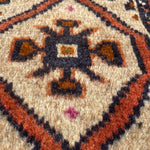 Quchan Kurdish Runner — Ivory Rosette Lattice & Rust Border. Additional original photograph showing the rug's surface, design and weave. SKU 52510150.