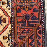 Quchan Kurdish Runner — Ivory Rosette Lattice & Rust Border. Additional original photograph showing the rug's surface, design and weave. SKU 52510150.
