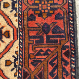 Quchan Kurdish Runner — Ivory Rosette Lattice & Rust Border. Additional original photograph showing the rug's surface, design and weave. SKU 52510150.