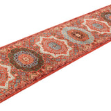 Afghan Mamluk Runner in rust and turquoise — pattern, texture or angled view