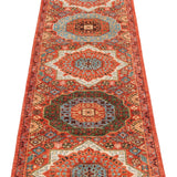 Afghan Mamluk Runner in rust and turquoise — pattern, texture or angled view