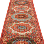 Afghan Mamluk Runner in rust and turquoise — pattern, texture or angled view