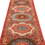 Afghan Mamluk Runner in rust and turquoise — pattern, texture or angled view
