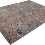 Afghan Chobbi Rug in muted green, rust and navy — pattern, texture or angled view