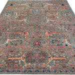 Afghan Chobbi Rug in muted green, rust and navy — pattern, texture or angled view