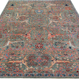 Afghan Chobbi Rug in muted green, rust and navy — pattern, texture or angled view