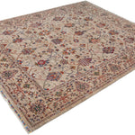 Afghan Sultani Rug in beige and burgundy — pattern, texture or angled view