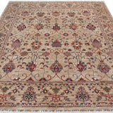 Afghan Sultani Rug in beige and burgundy — pattern, texture or angled view