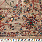 Afghan Sultani Rug in beige and burgundy — pattern, texture or angled view