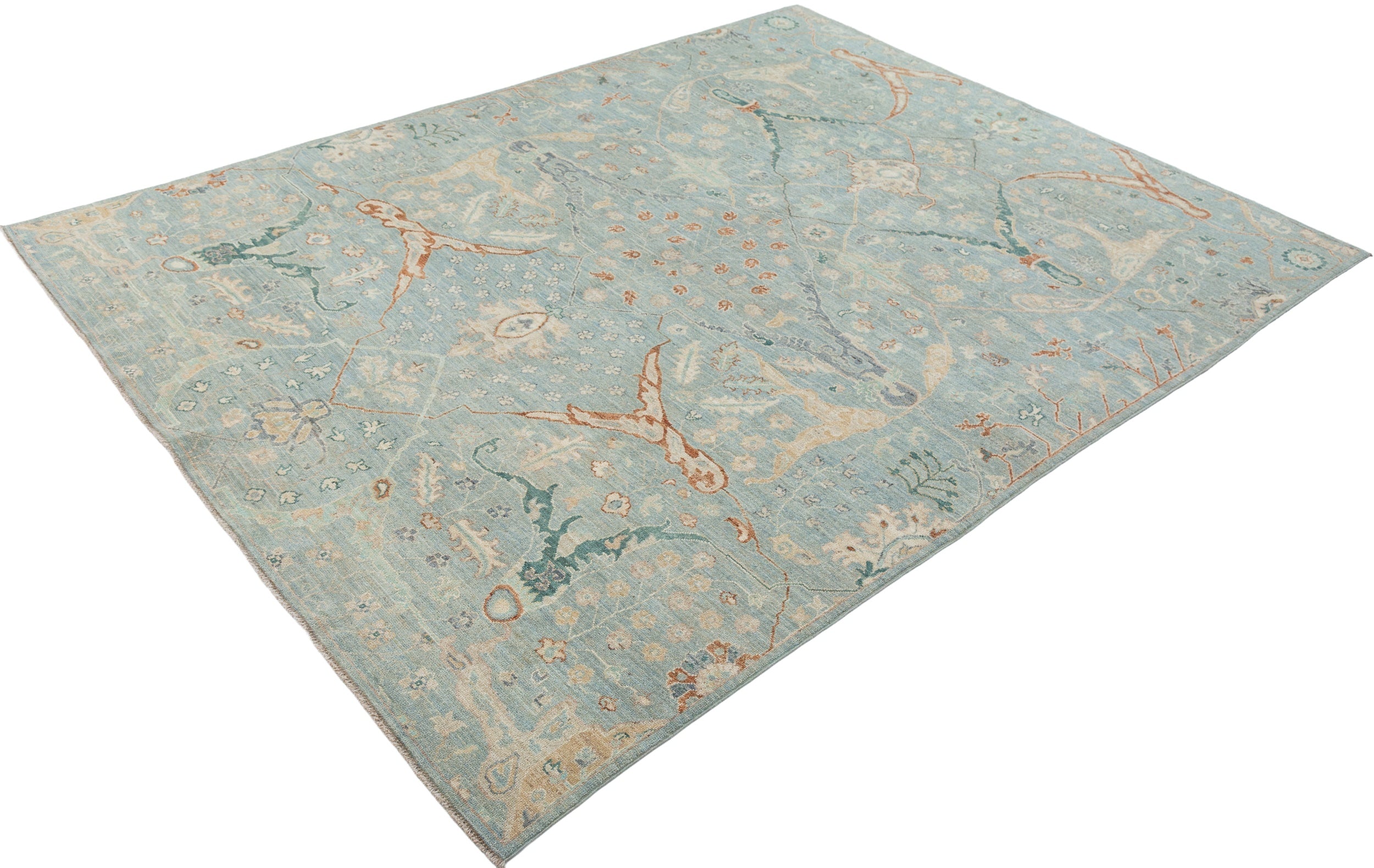 Afghan Chobbi Rug in pale blue and cream — pattern, texture or angled view