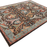 Afghan Chobbi Rug in charcoal, blue and rust — pattern, texture or angled view