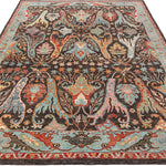 Afghan Chobbi Rug in charcoal, blue and rust — pattern, texture or angled view