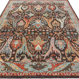 Afghan Chobbi Rug in charcoal, blue and rust — pattern, texture or angled view