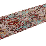 Afghan Chobbi Runner in cream, turquoise and burgundy — pattern, texture or angled view